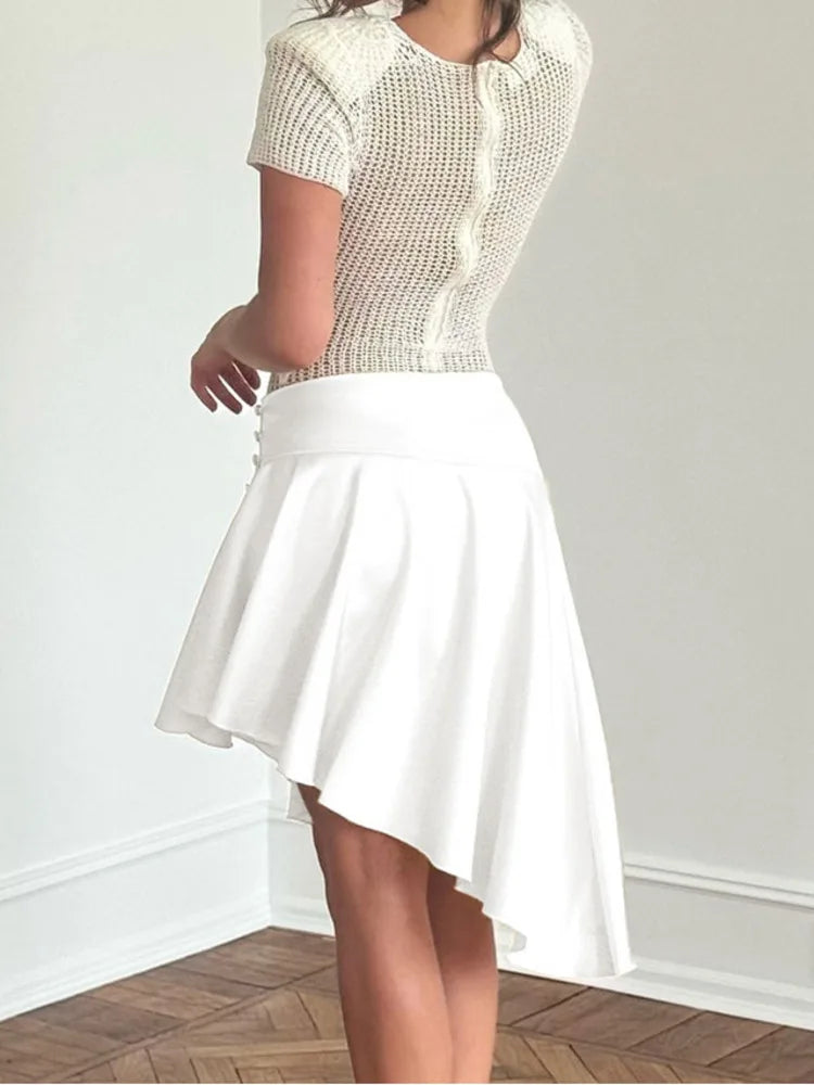 Side Split Irregular Satin Mini Skirt