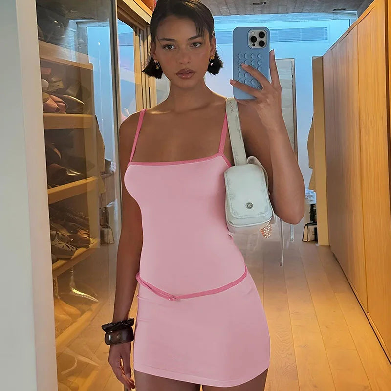 Two Tone Strappy Mini Dress