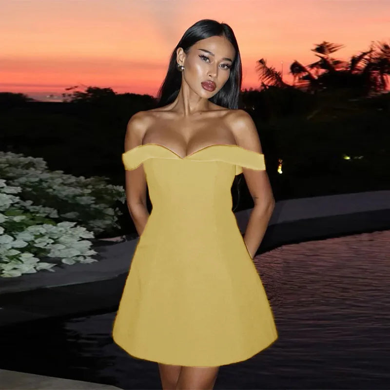 Off Shoulder Twisted Mini Dress