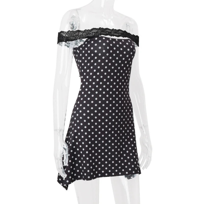 Polka Dot Off-shoulder Mini Dress