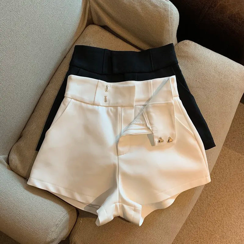 High Waist Solid Shorts For Women