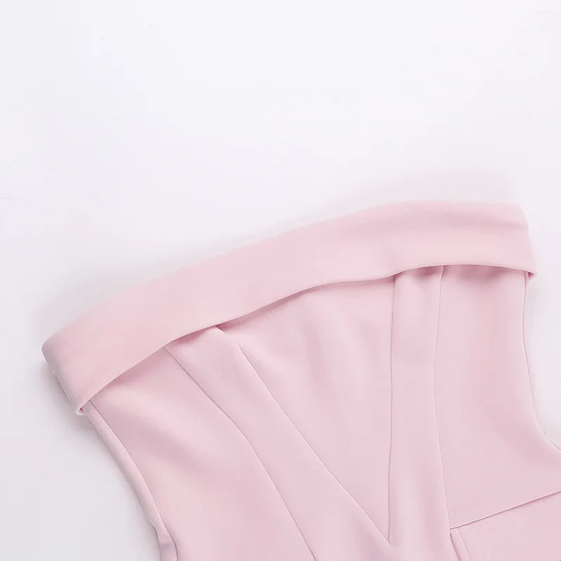 Strapless Pink Bodycon Suit Mini Dress