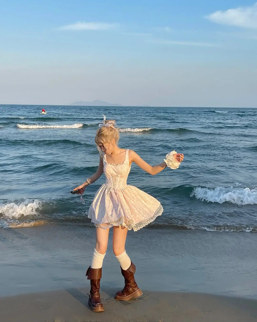 Floral Print Lace Patchwork A-line Mini Dress