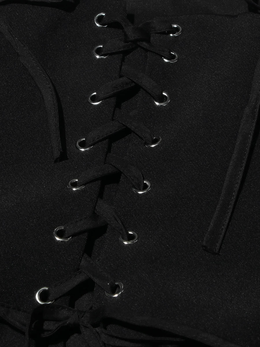 Solid Tie Up Strap Mini Dress