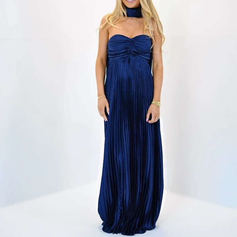 Multi-Color Strapless Maxi Dress - Empire Waist Beach Style