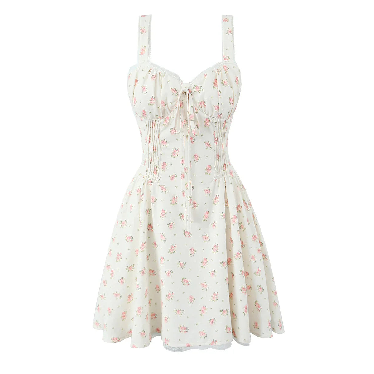 Floral Print Bow Ruched Mini Dress