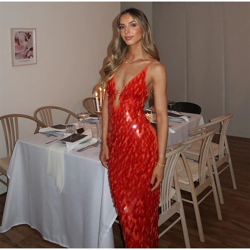 Sequined Slip Long Dress