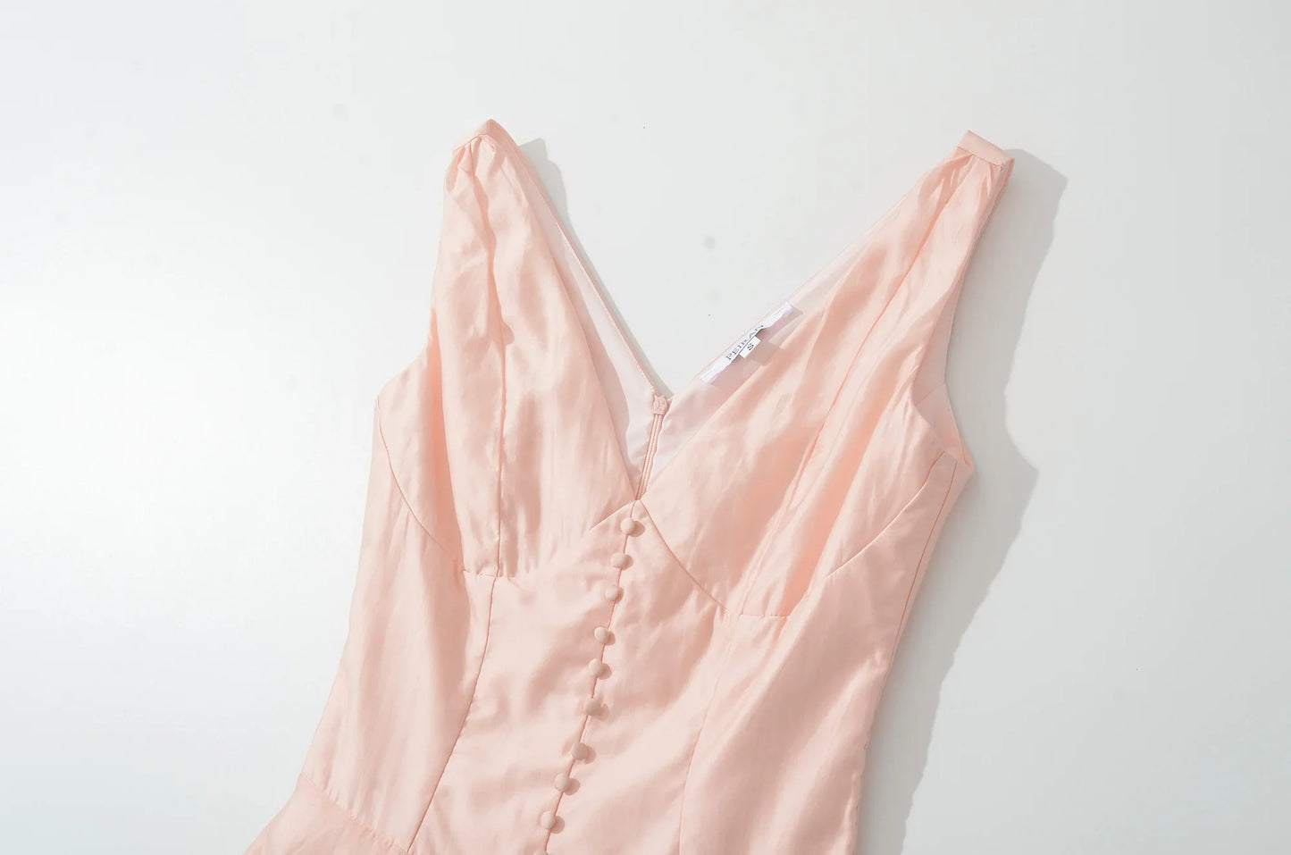 Pink Sleeveless V Neck A-line Midi Dress