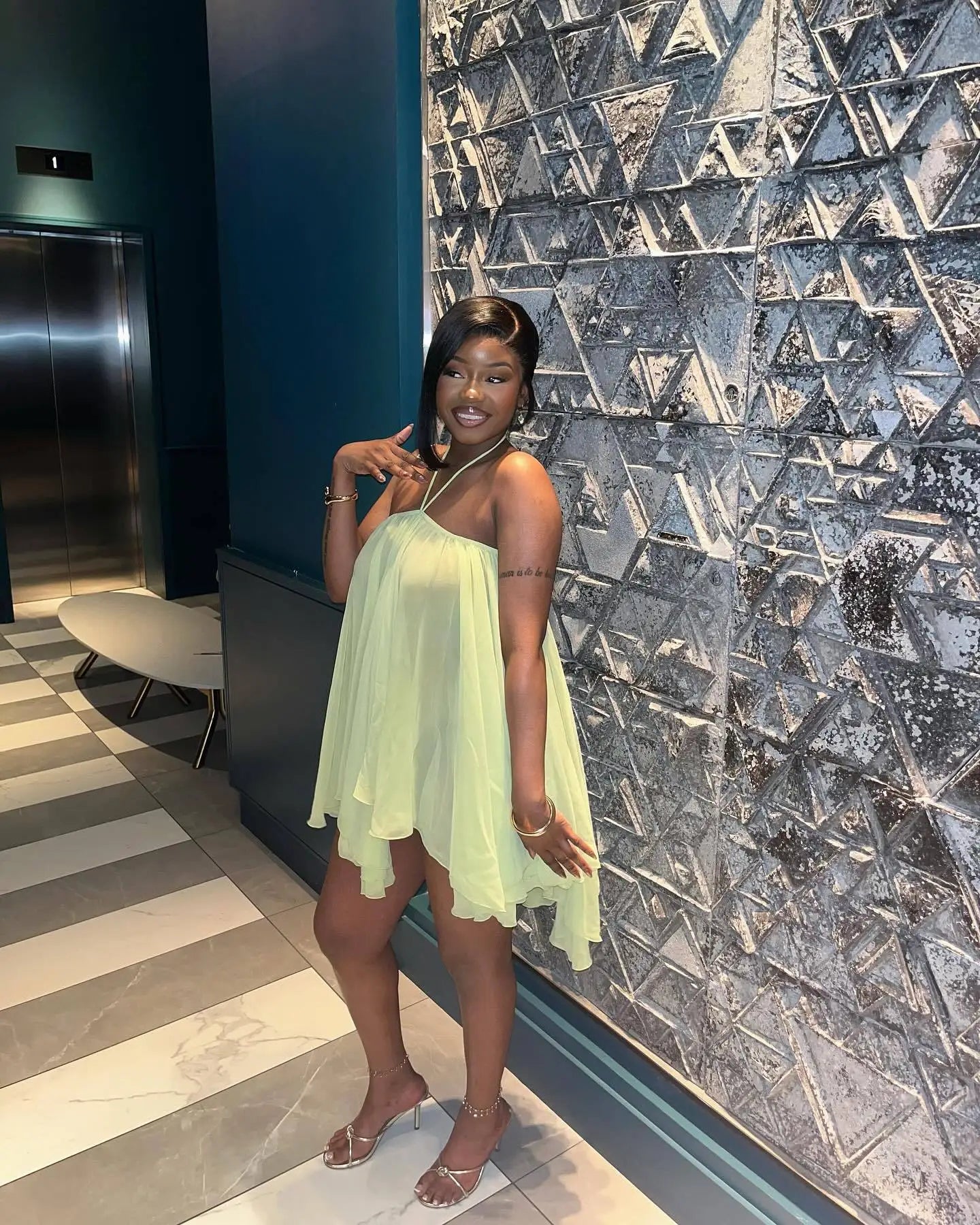 Frill O-Shaped Mini Dress