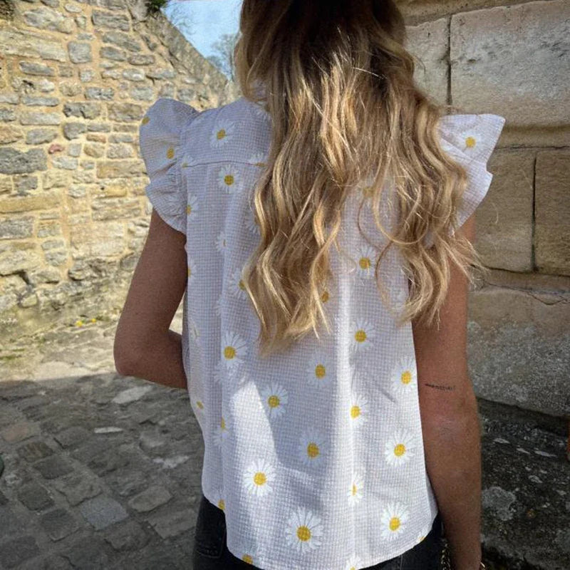 Floral/Plaid Patterm Flowy Peplum Blouse