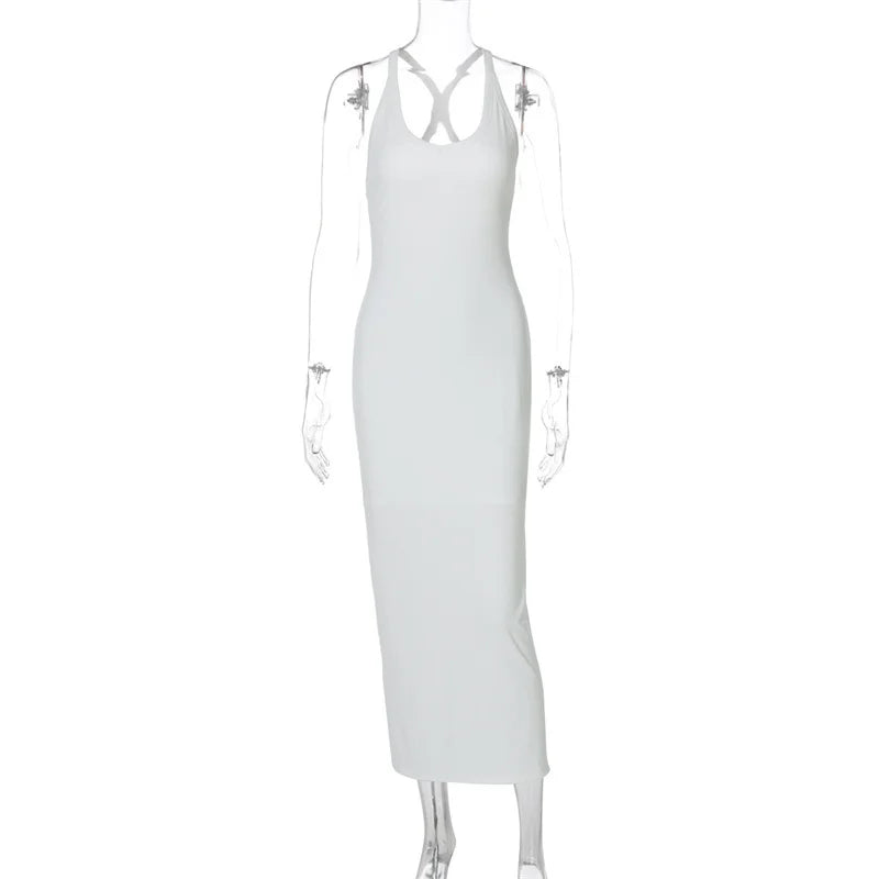 Solid Racer Back Tank Midi Dress