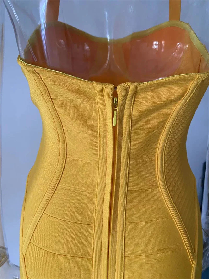 Orange Bandage Halter Midi Dress