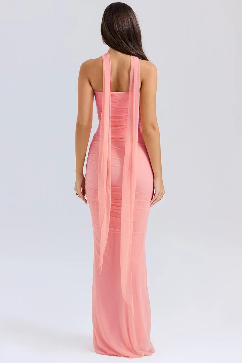 Corset Top With Long Scarves  And Body-con Midi Skirt Set