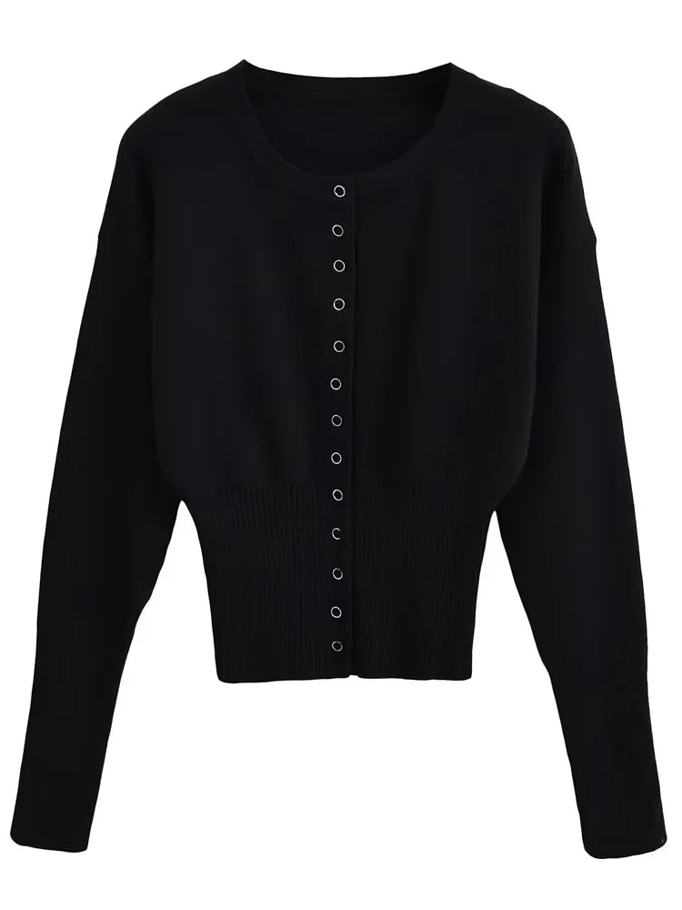 Knit Button Up Long Sleeve Top