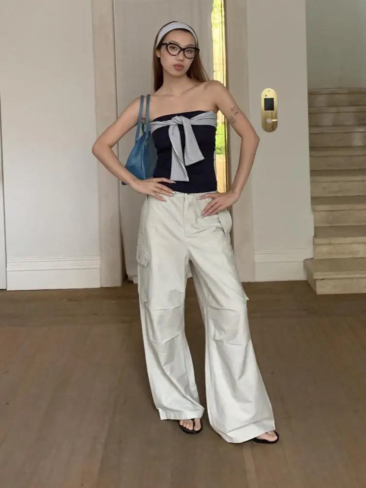 Tie Up Striped Tube Top