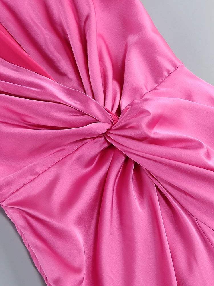 Braided Strap Satin Twisted Maxi Dress