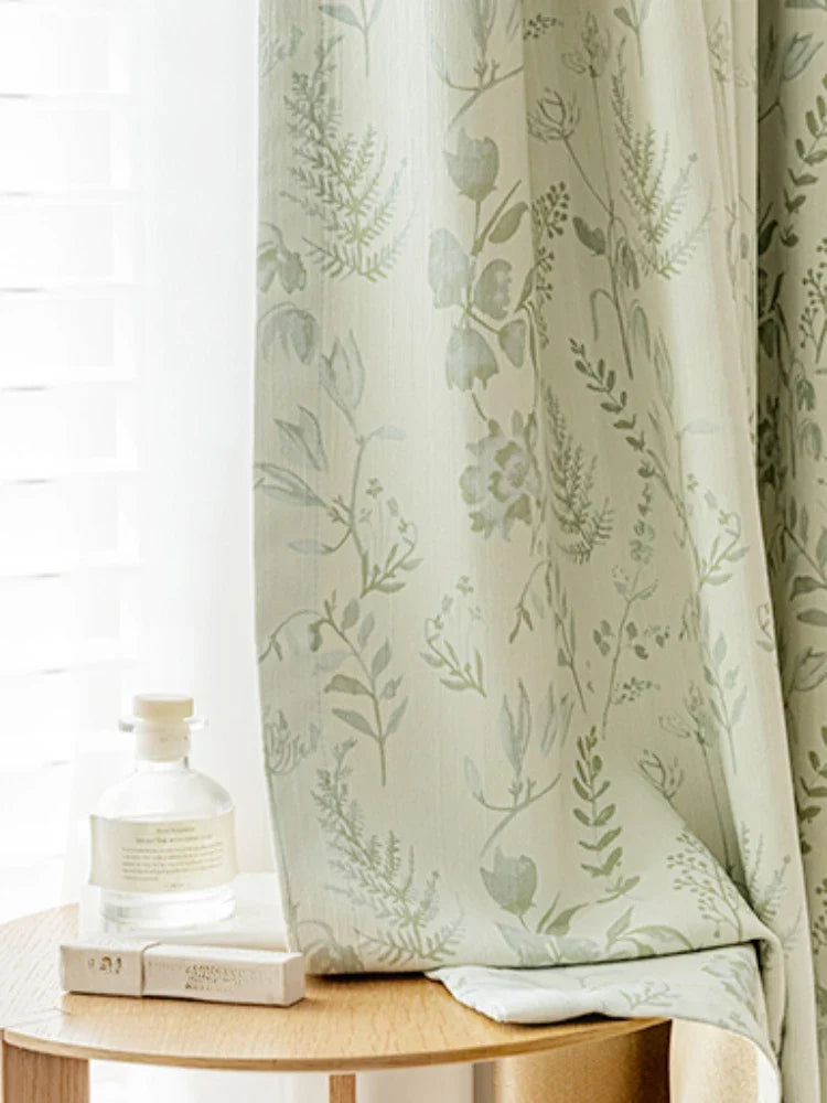 French Living Room Curtains Floral Pattern Bedroom Decoration Curtains Green Home Curtain Blackout Sun Protection Study Curtain