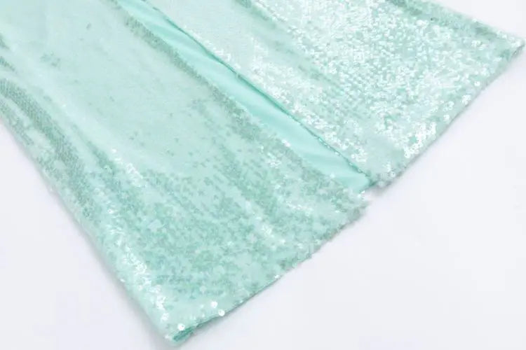 Green Sequin Long Sleeve Maxi Dress