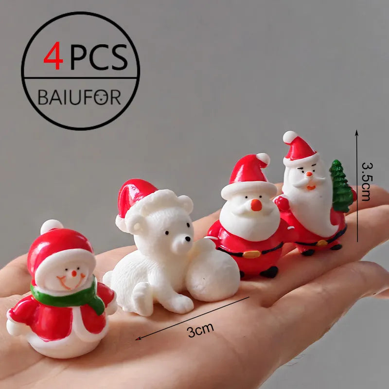 Miniature Christmas Tree Santa Claus Snowmen Gift Box Terrarium Accessories Fairy Garden Figurines Dollhouse Decor