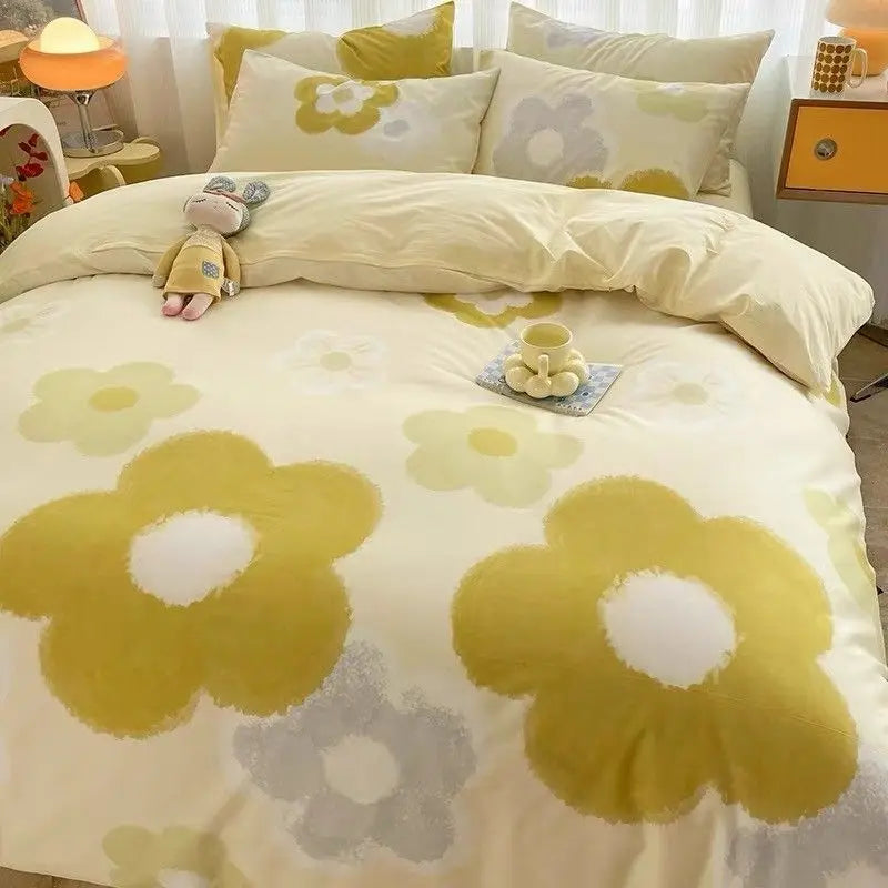 Red Cherry Plaid Duvet Cover Set with Sheet Pillowcase Soft Cover NoFilling Warm Bed Linen Twin Full Queen Size Home Bedding Set