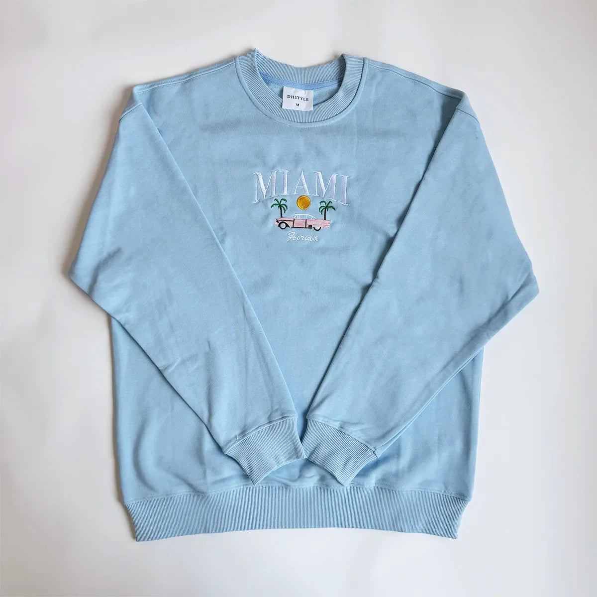 Blue Miami Florida Automobile Embroidered Sweatshirt