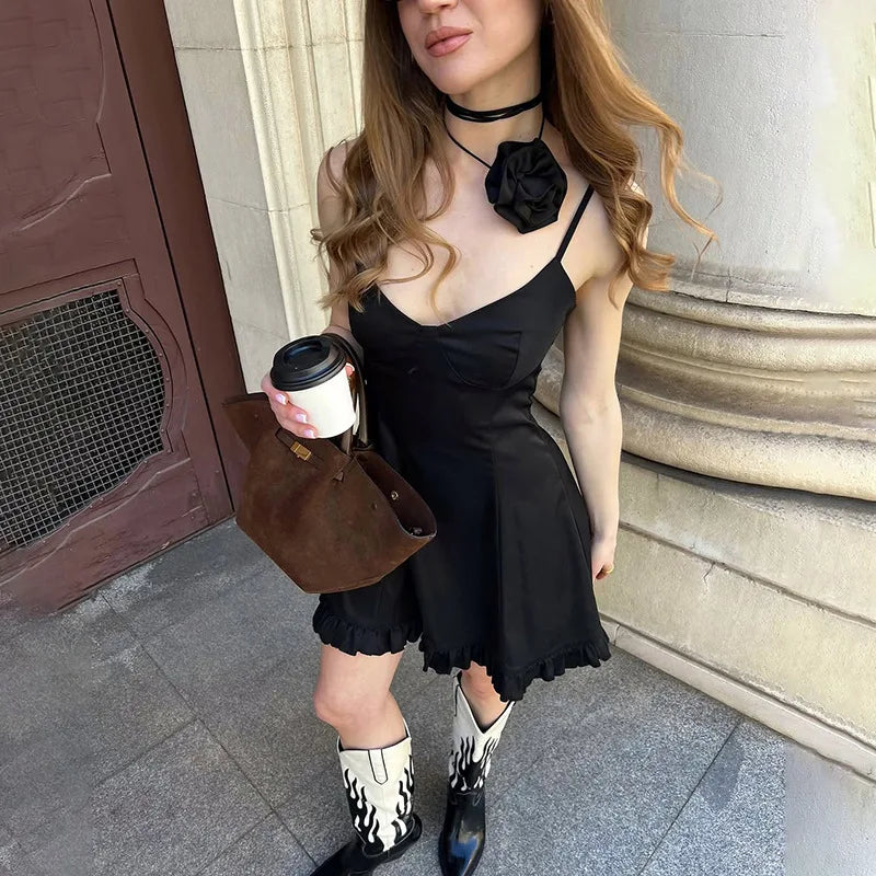 Ruffle Trim Cami Mini Dress