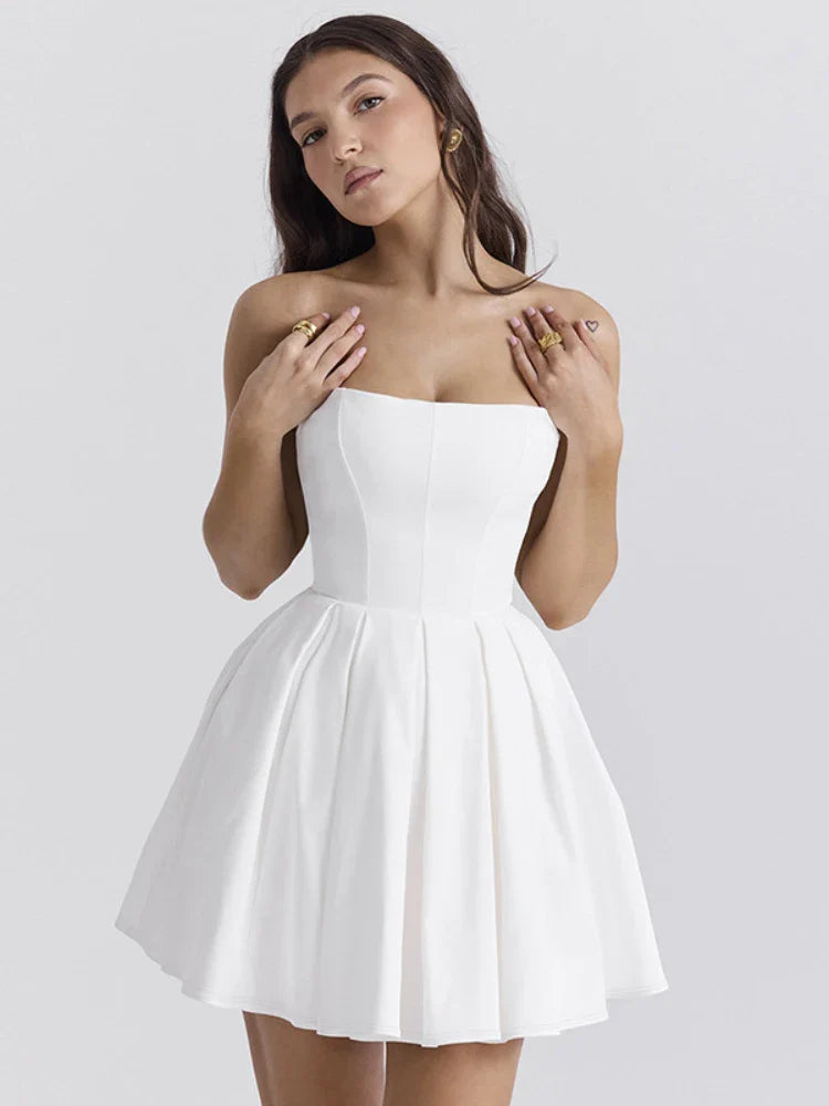 Strapless Corset Flare Mini Dress