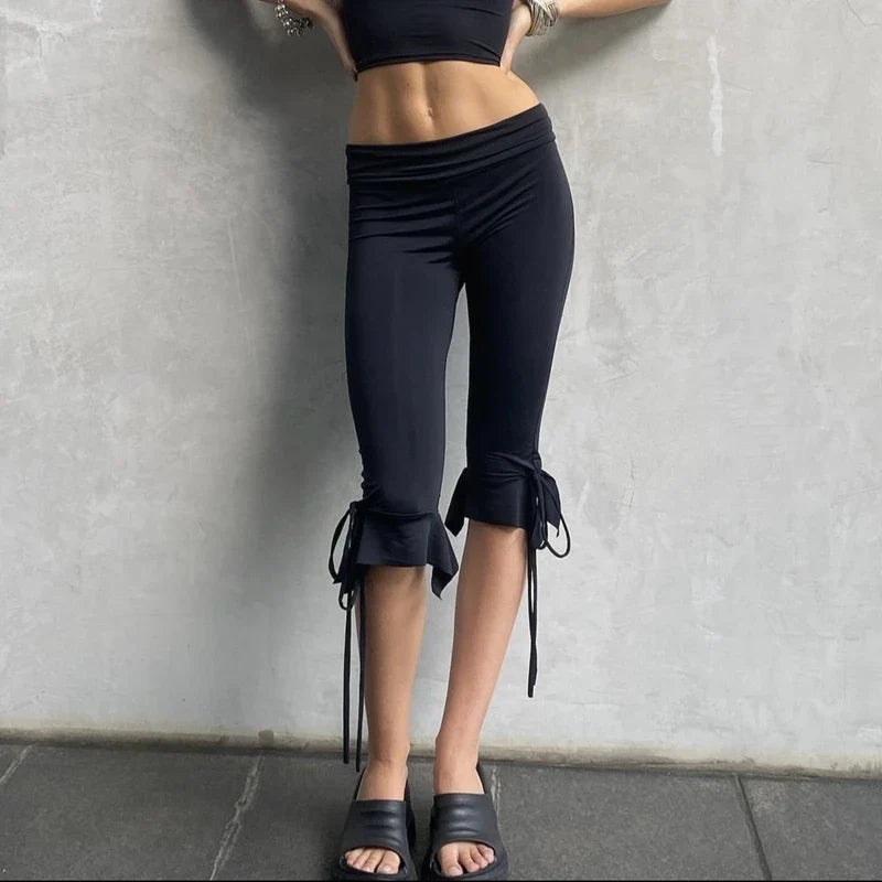 Knee Length Capri Low Waist Drawstring Pants