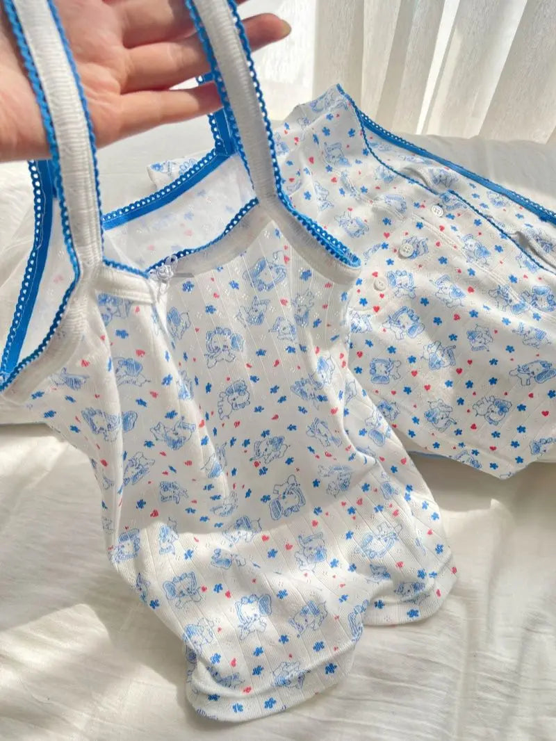 Printed Cami Top And Boxer Shorts Pj Set