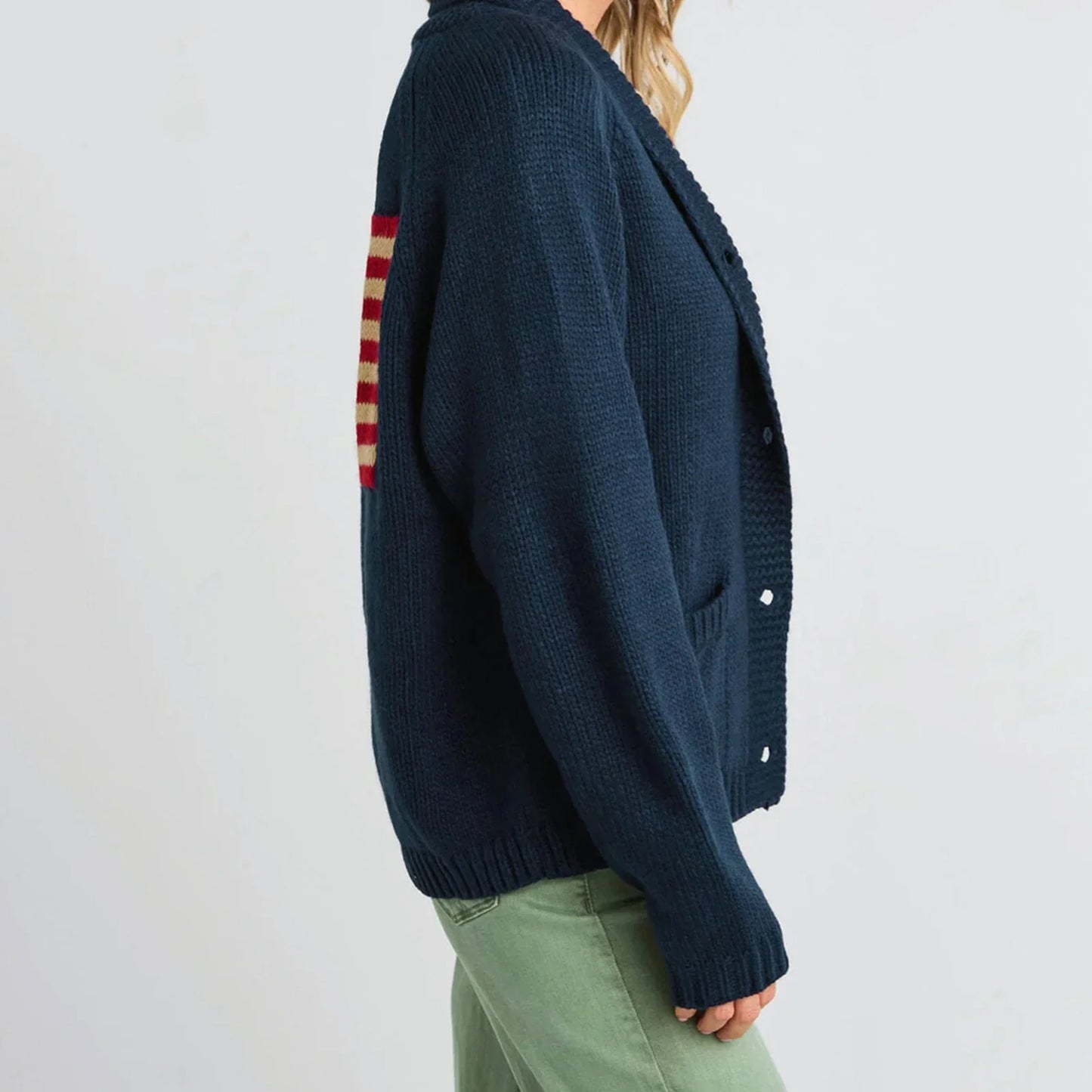 American Flag Cardigan - Loose Fit V-Neck Knit