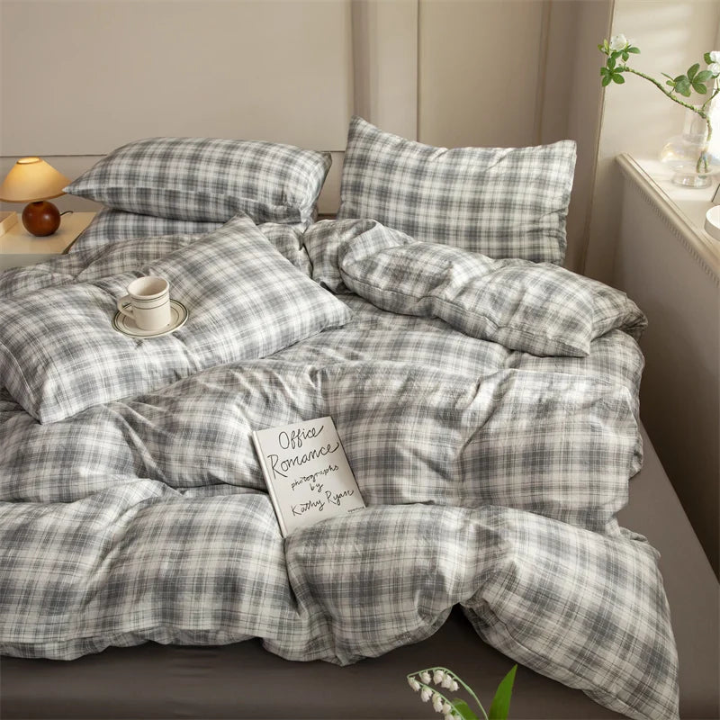 Plaid Style Duvet Cover 150x200 Quilt Cover Home Bedding Queen Size Comforter Cover housse de couette (Pillowcase Need Order)