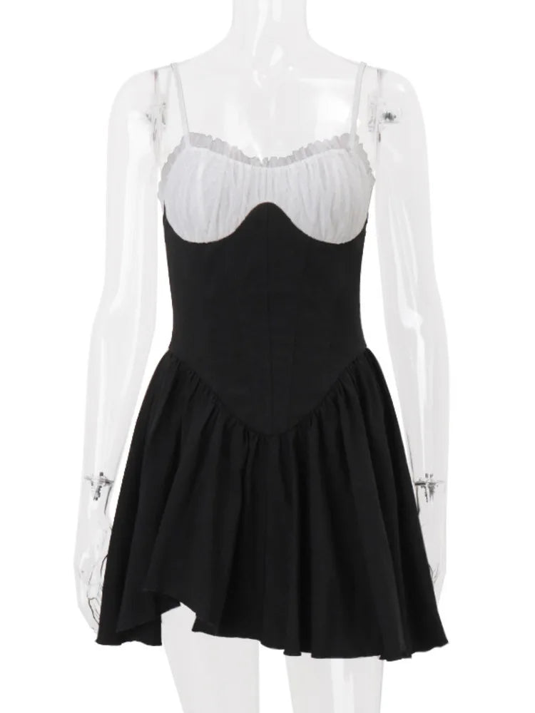 Mesh Cami Two Tone Frill Mini Dress