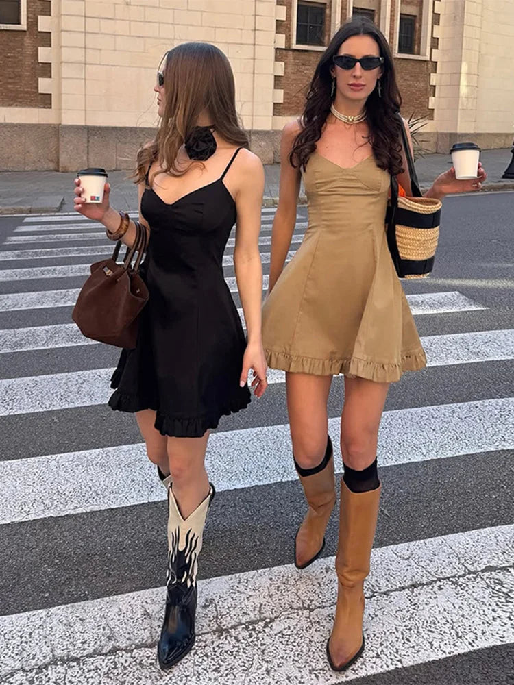 Ruffle Trim Cami Mini Dress