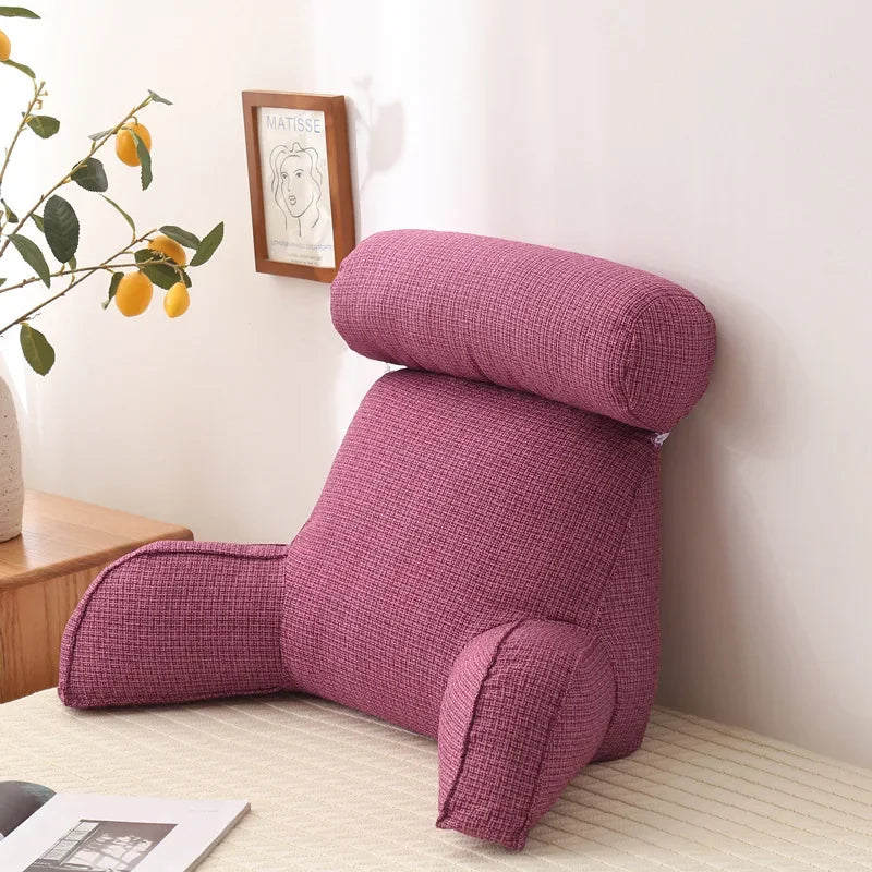 Adult Reading Pillow Ultra-Comfy Removable Linen Cover Detachable Neck Roll Unmatched Support Bed Rest Sit Up Pillows
