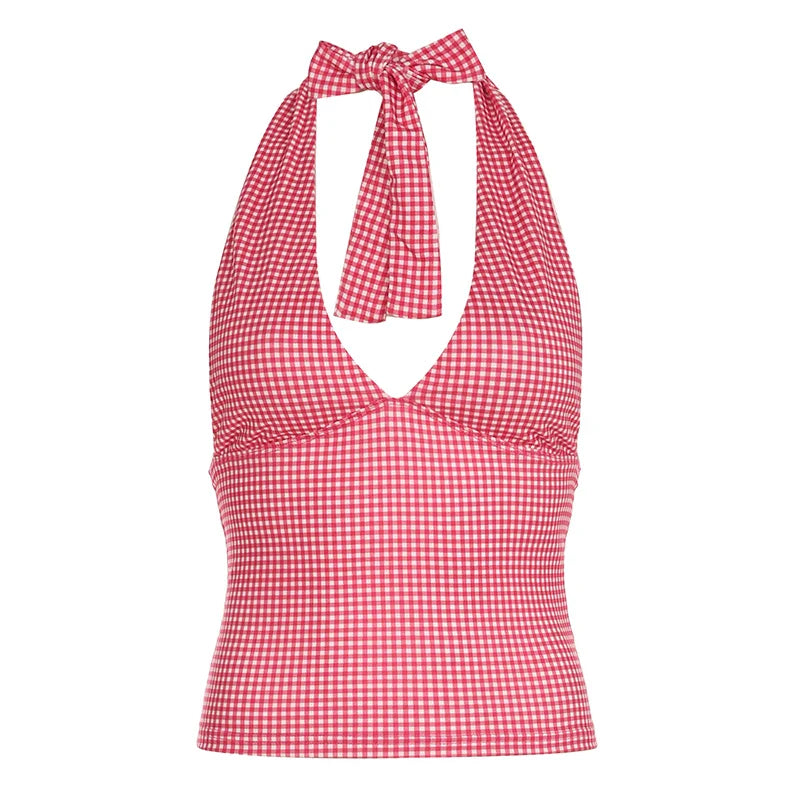 Tie Up Halter Print Top