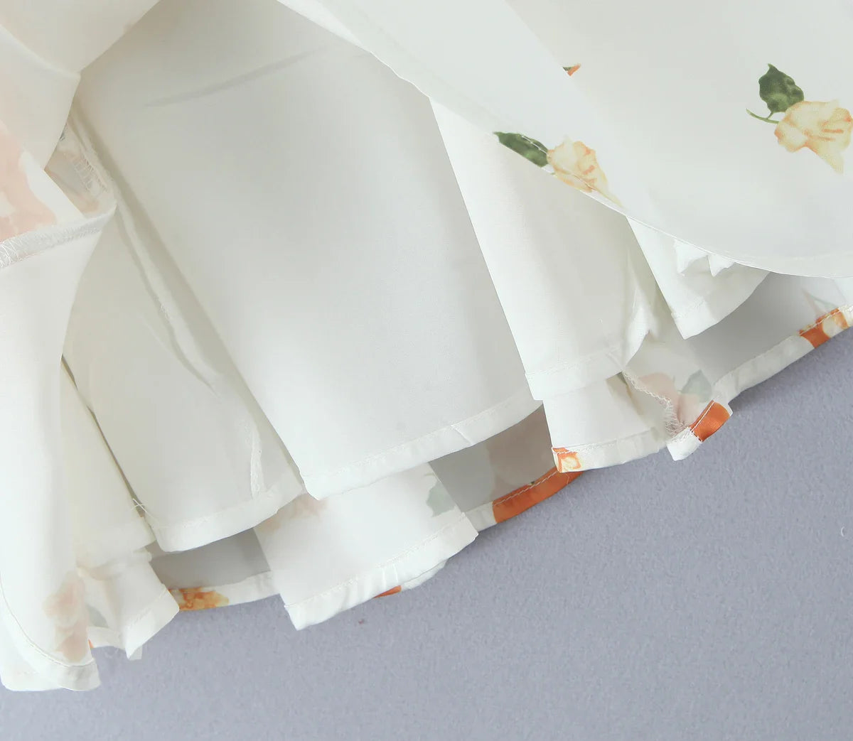 White Floral Puff Sleeve Mini Dress