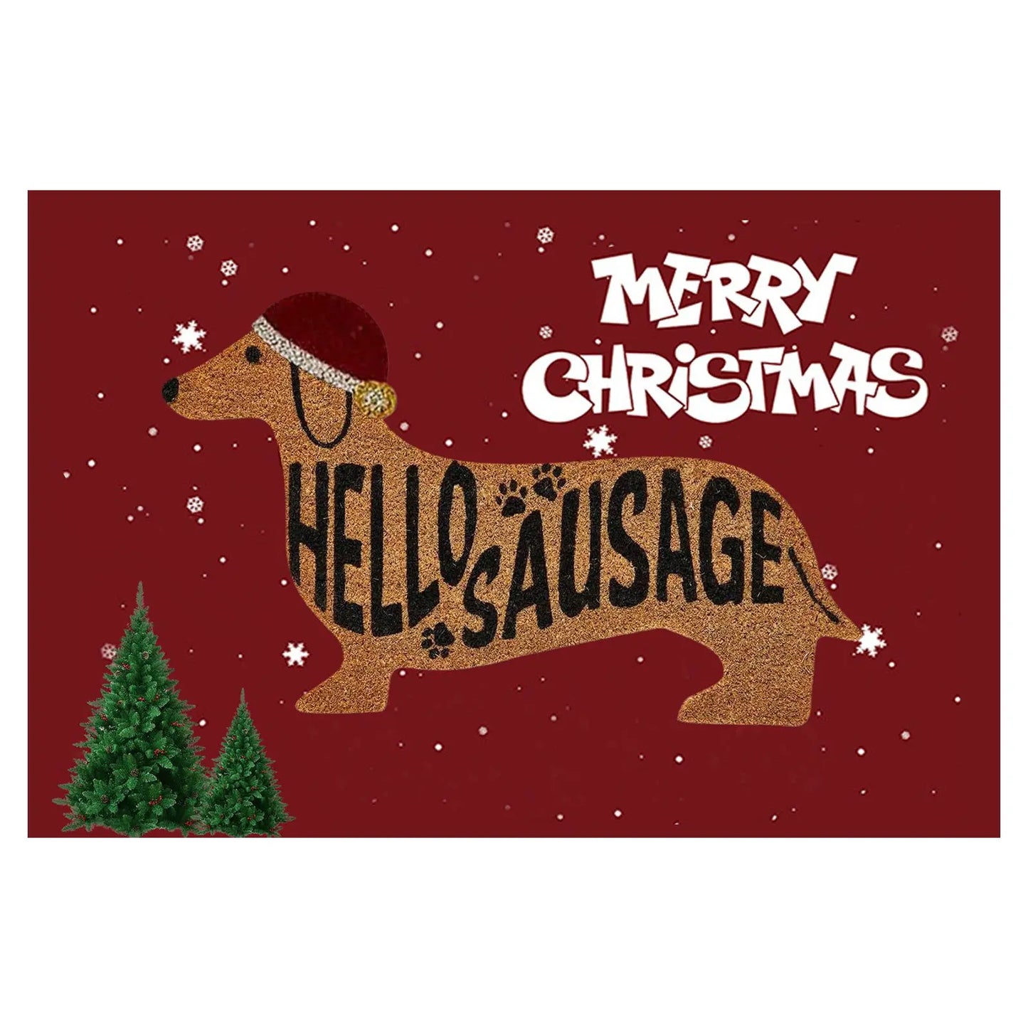Cute Dachshund Doormats Christmas Doormat Natural Coir Fibers Vinyl Backing Winter Welcome Mat for Any Entrance Home Decor