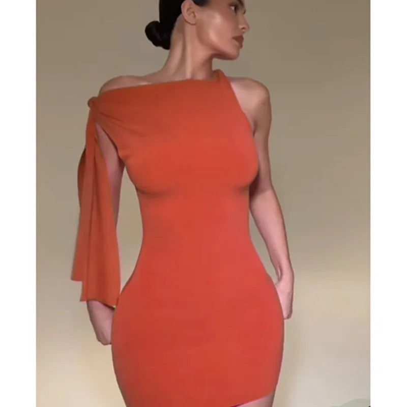 Sleeveless Tie Up Sleeve Mini Bodycon Dress