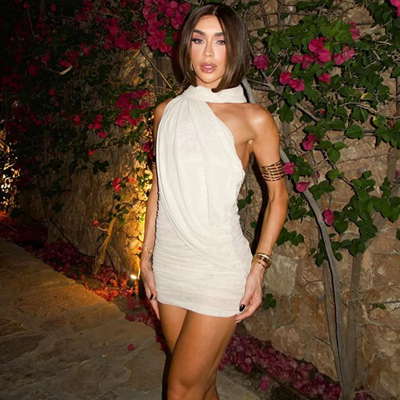 Halter Drape Bodycon Mini Dress