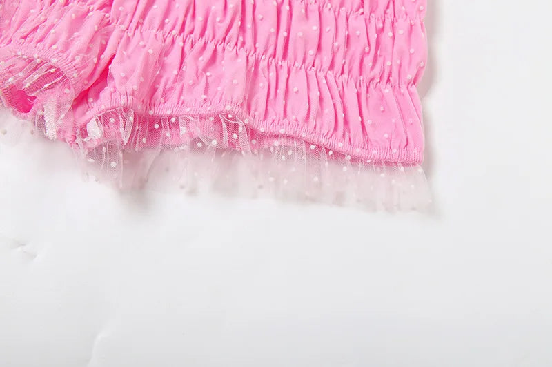 Sheer Top And Ruffles Shorts Set