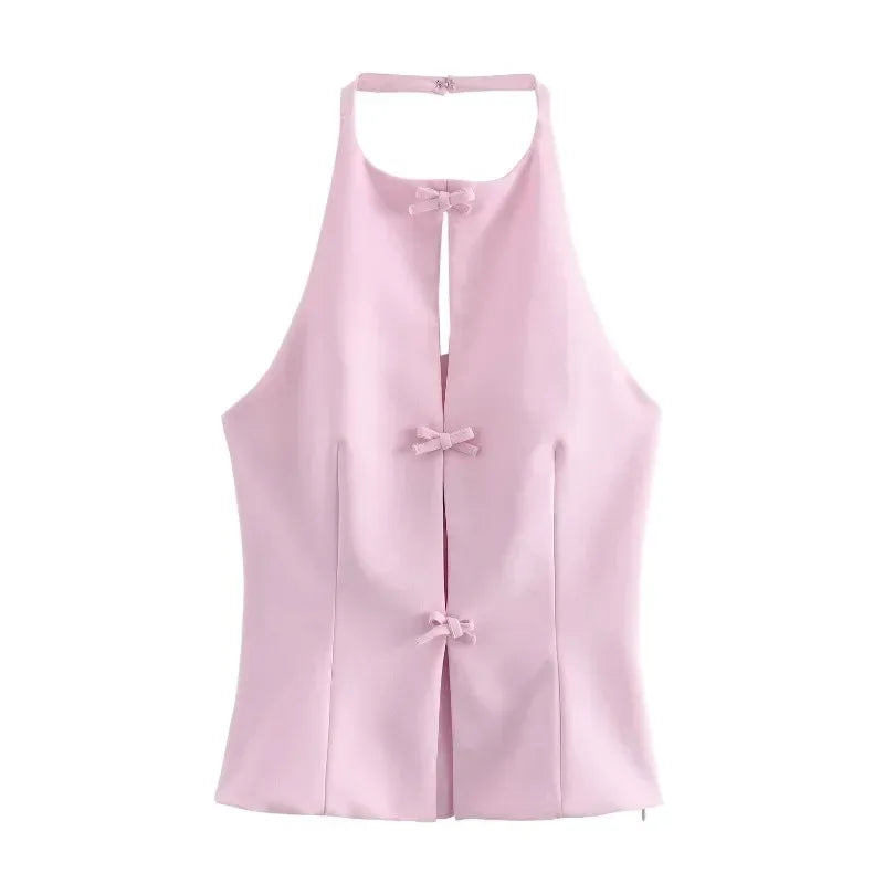 Bow Slit Vest Tank Top