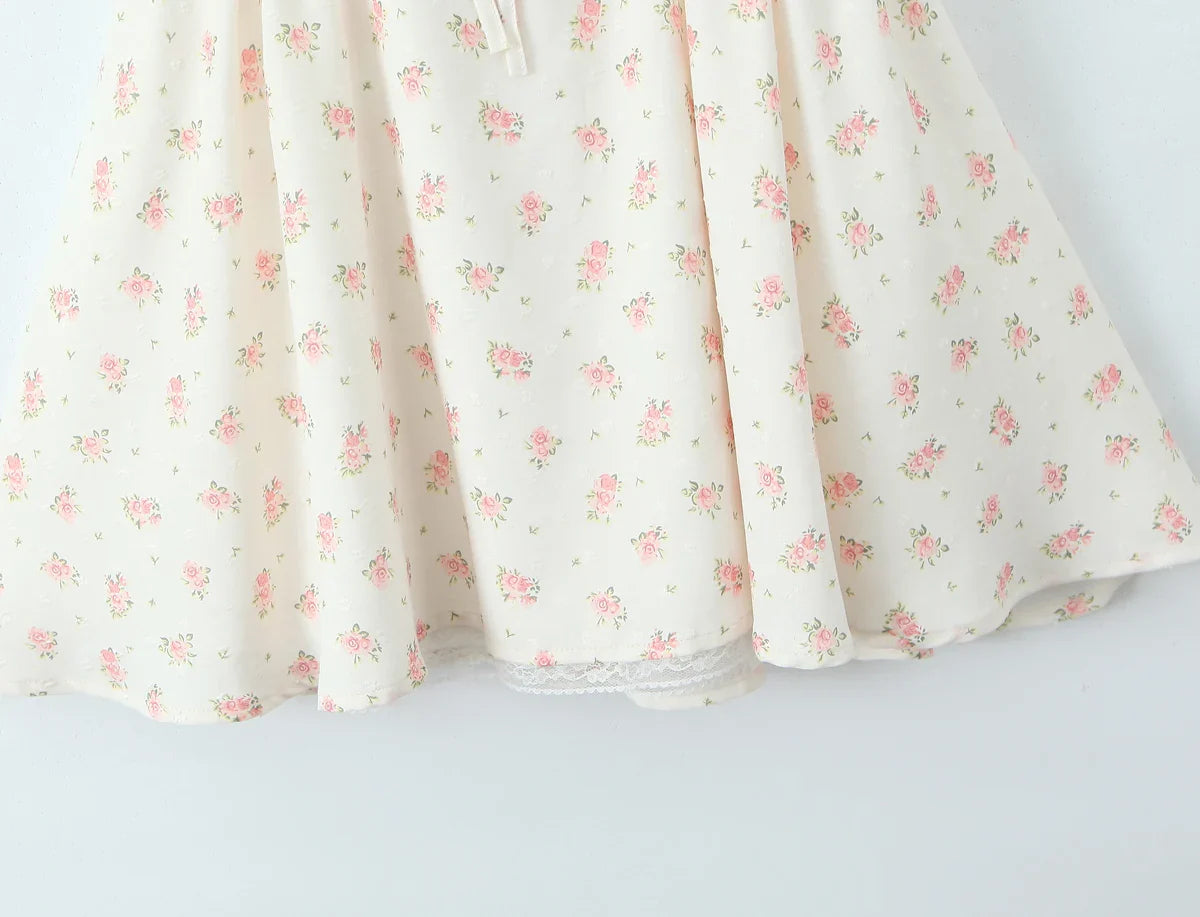 Floral Print Bow Ruched Mini Dress