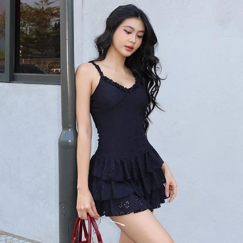 Frill Ruffle Skirt Cami Mini Dress