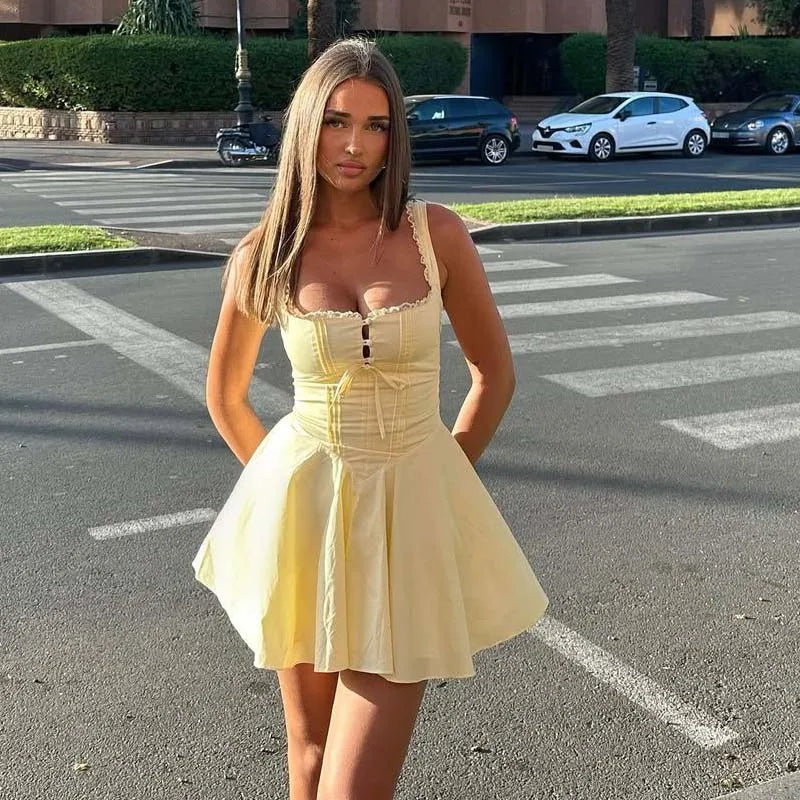 Square Neck Strap Mini Dress