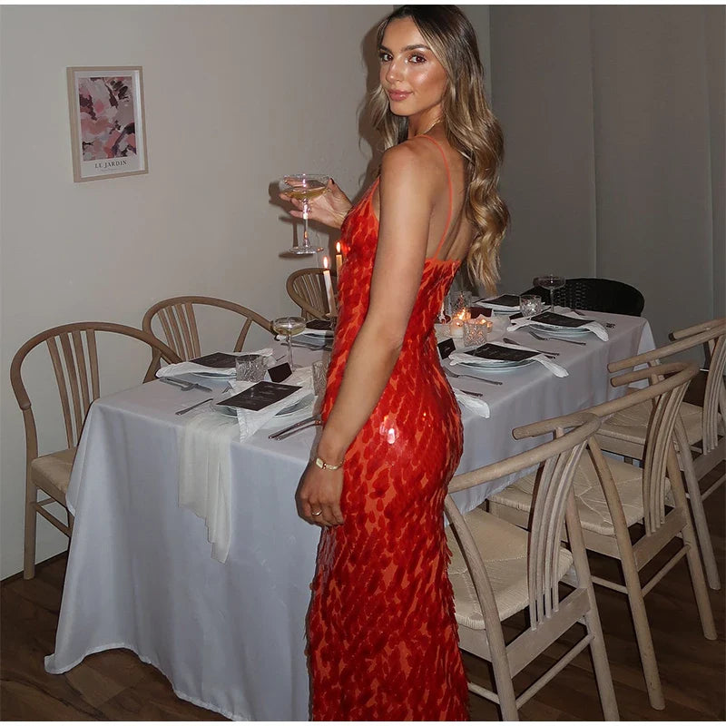 Sequined Slip Long Dress