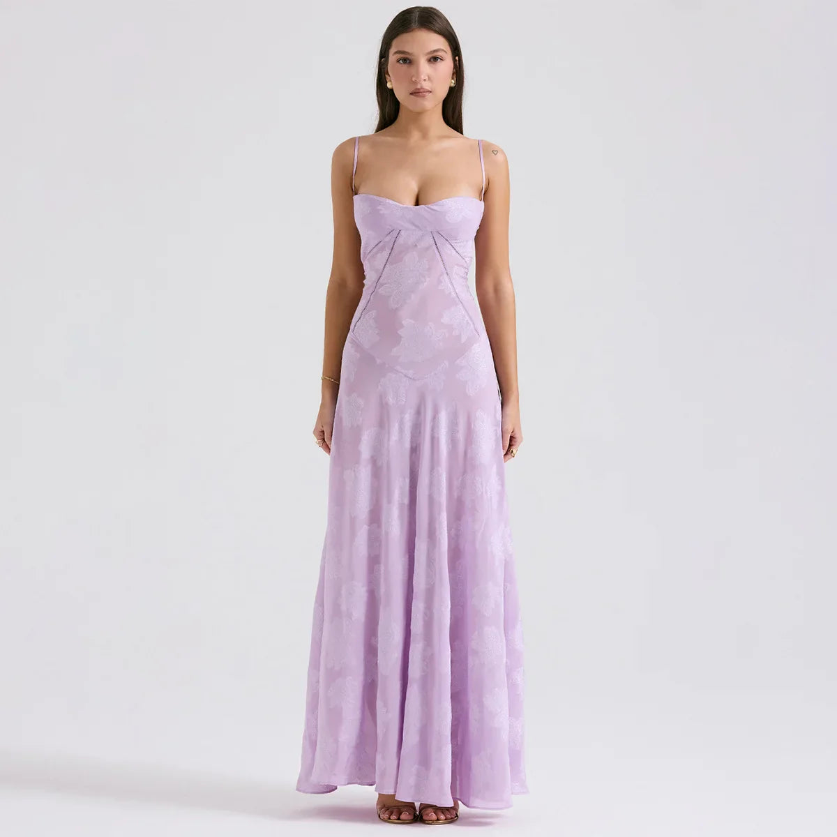 Floral Print Sheer Maxi Dress