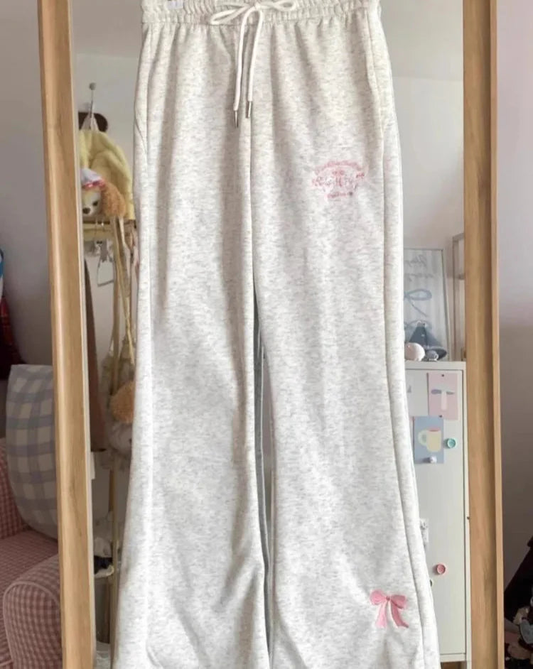 Flare High Waist Butterfly Embroidery Track Pants