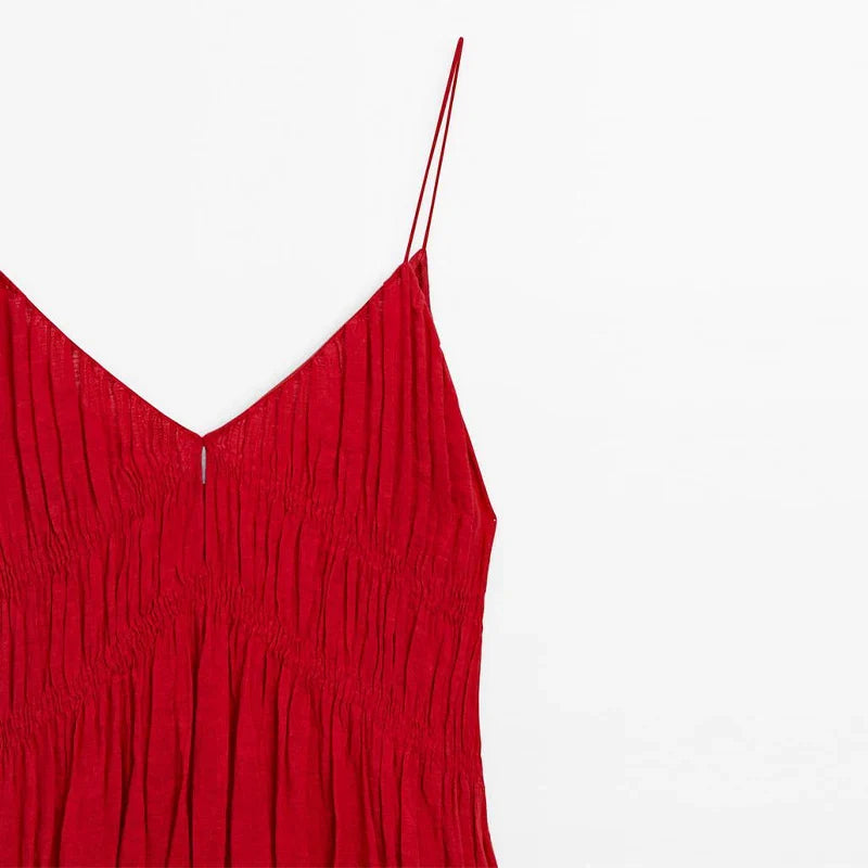 Sling V-neck A-line Long Dress