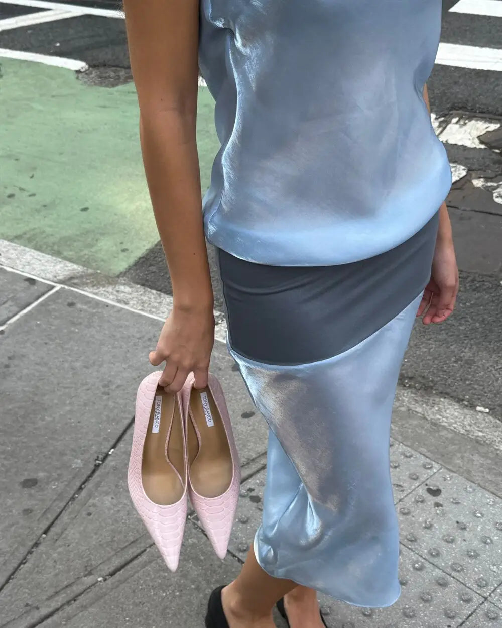 Satin Tube Color Patchwork Long Dress