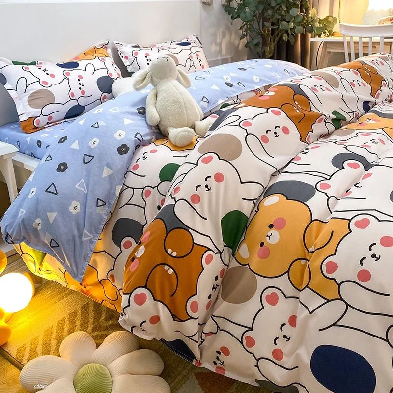 Ins Nordic Butterfly Bedding Set Flat Bed Sheet Duvet Cover Twin Full Queen Nordic Bed Linen Boy Girl Bedding Sets